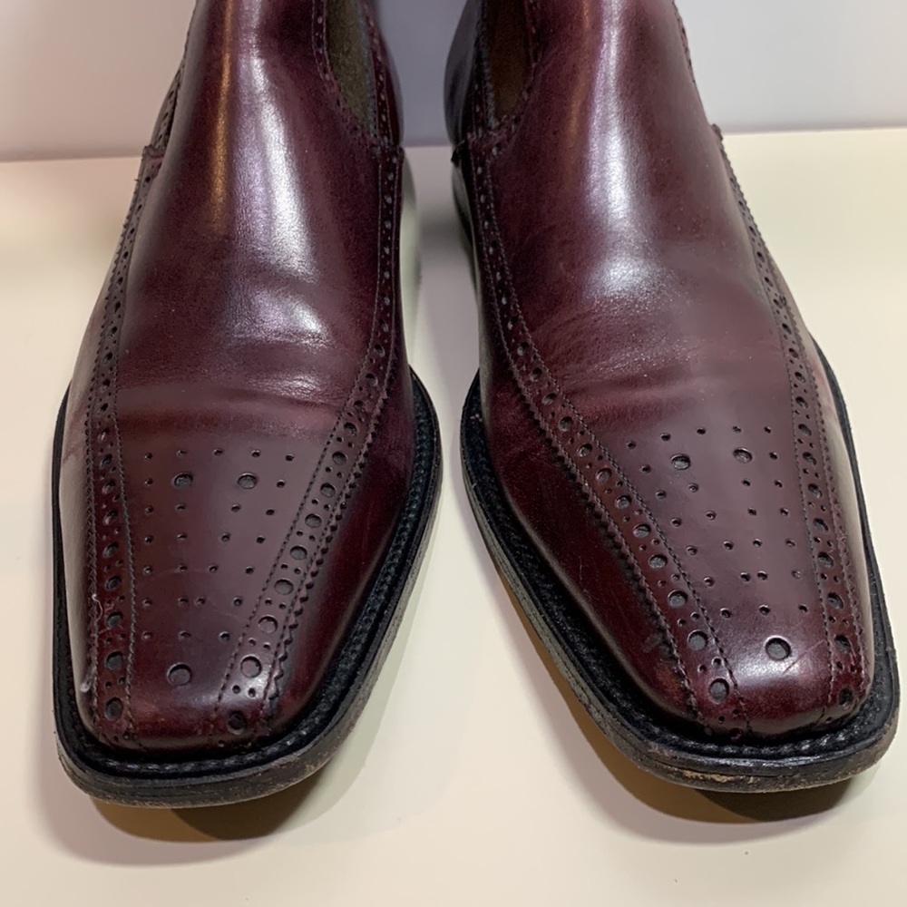 Dolce & Gabbana Burgundy Square Toe Chelsea Leather Boots - Picture 6 of 12